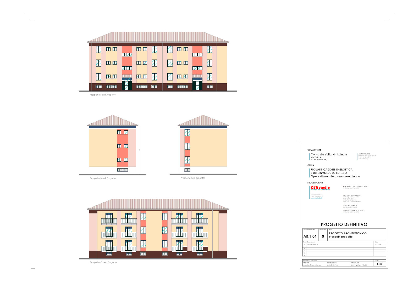 Condominio via Volta, 4 a Lainate - Prospetti stato di progetto