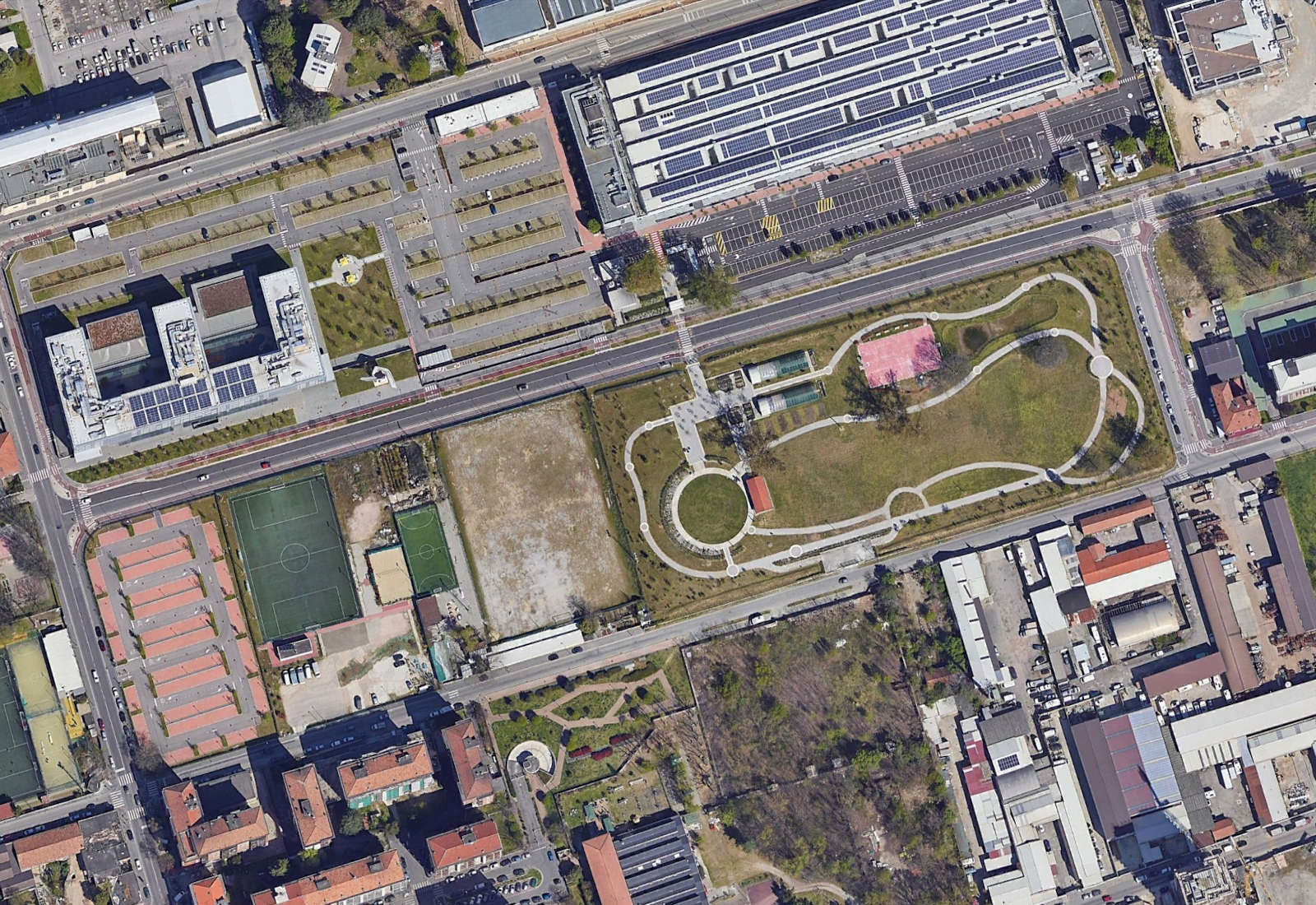 Urbanizzazioni del centro direzionale Siemens a Milano - Vista zenitale ad oggi