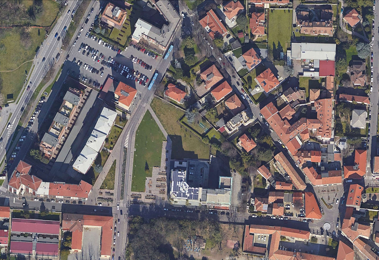 Opere di urbanizzazione Piano del Centro a Brugherio - Vista zenitale via De Gasperi