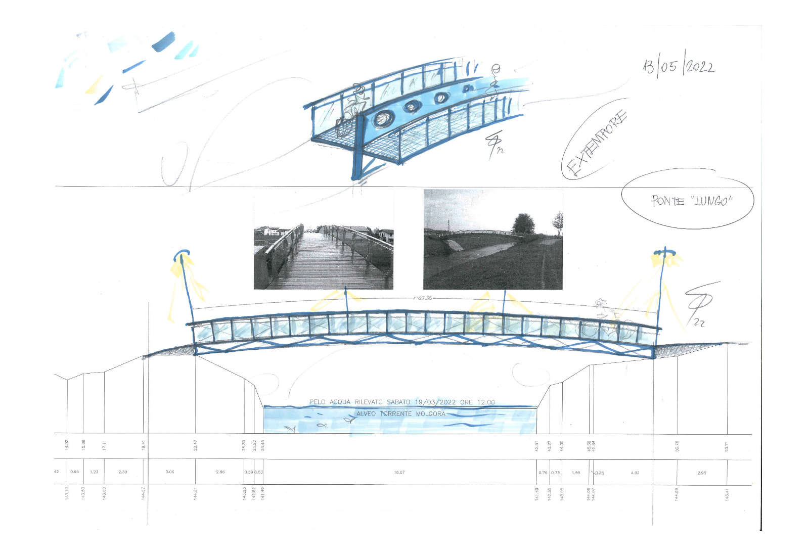 Ponte della ciclovia a Pessano con Bornago - Schizzi compositivi