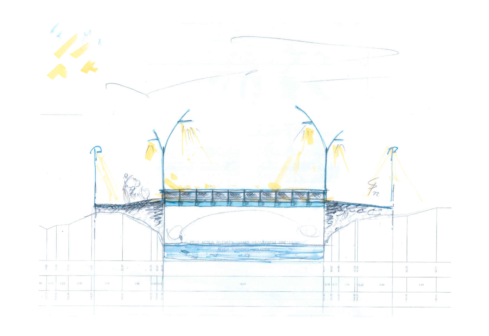 Ponte della ciclovia a Pessano con Bornago - Schizzi compositivi