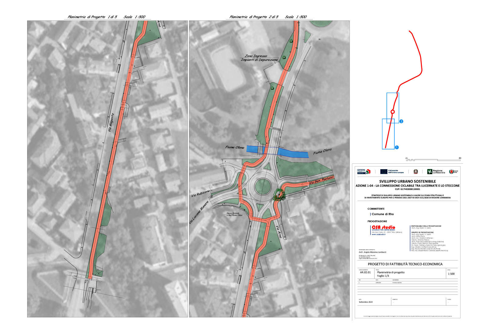 Ciclovia di via Volturno a Rho - Planimetria di progetto foglio 1