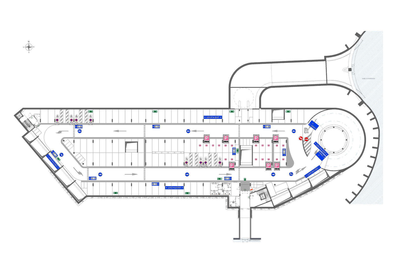 Garage P1 in the Fiera CityLife urban plan in Milan - Typical floor plan