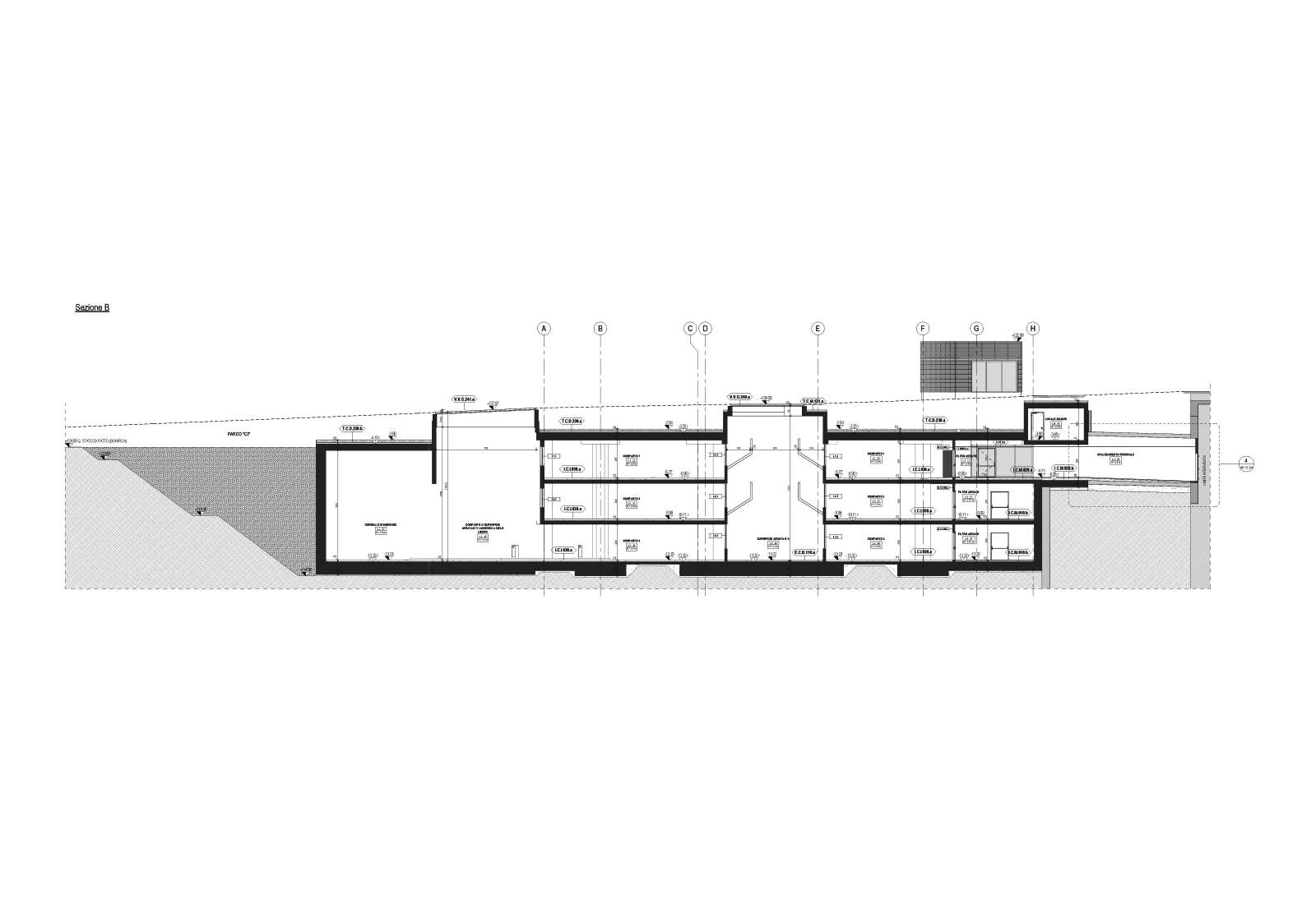 Garage P1 in the Fiera CityLife urban plan in Milan - Sections