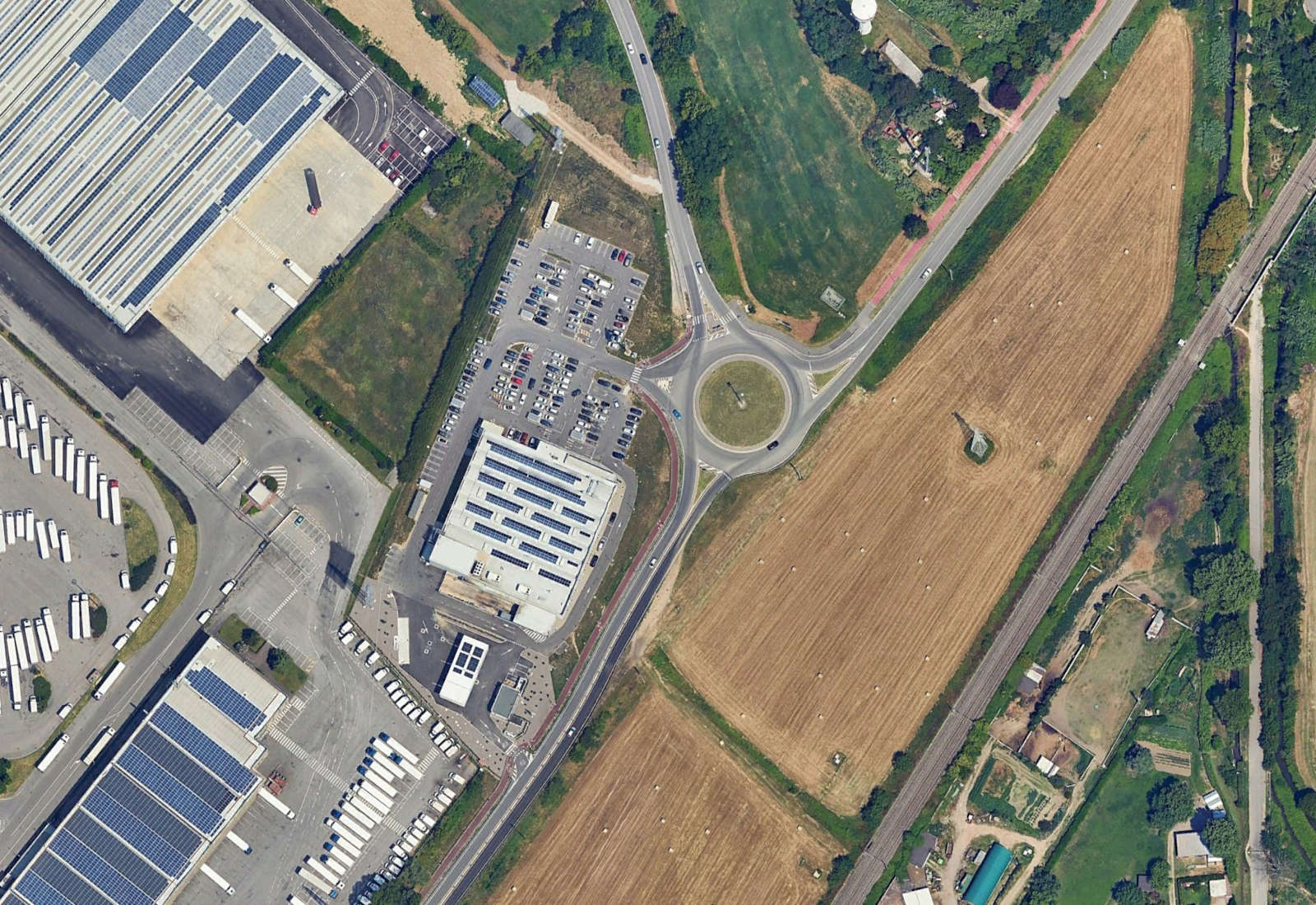 Urbanization works of the Tigros retail center, Pieve Emanuele - Zenithal aerial view